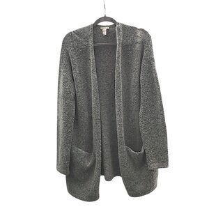 H&M Cardigan Long Line Mohair/Wool Blend Gray Patch Pockets size Medium